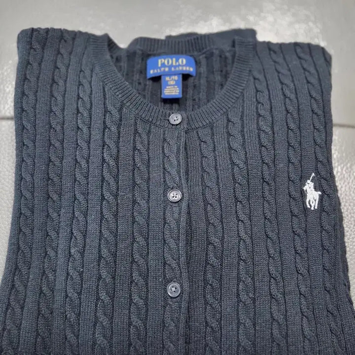 [BUNJANG] Polo Girls Cable Knit Cardigan XL / 폴로 걸즈 케이블 블랙  가디건 XL