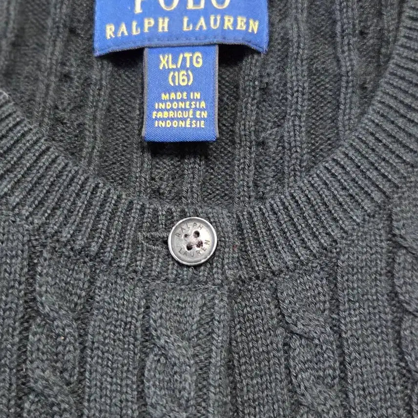 [BUNJANG] Polo Girls Cable Knit Cardigan XL / 폴로 걸즈 케이블 블랙  가디건 XL