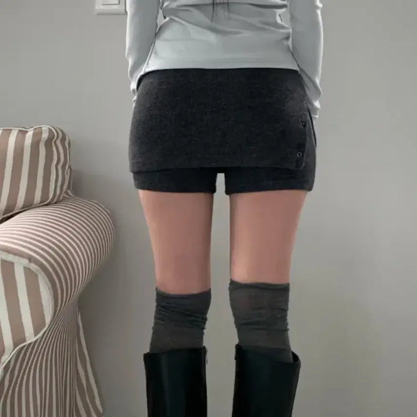[BUNJANG] Knit Short Skirt Pants / (새상품) 니트 숏팬츠 치마바지 치마레깅스