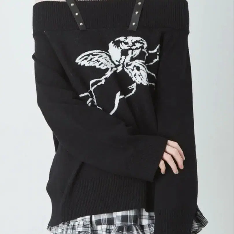 [BUNJANG] Jamie ANK Angel Pullover Off-Shoulder Knit / 제이미 에에누케 jamie ank 천사 풀오버 오프숄더 니트
