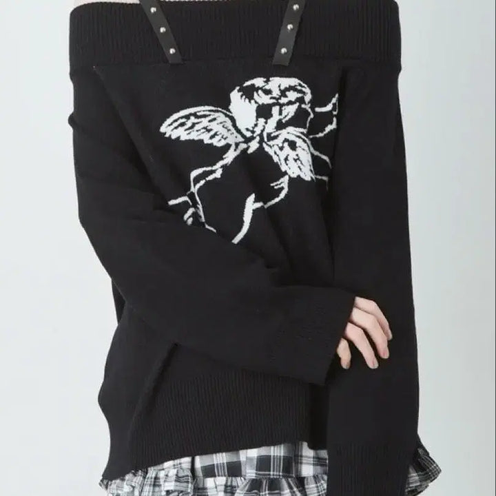 [BUNJANG] Jamie ANK Angel Pullover Off-Shoulder Knit / 제이미 에에누케 jamie ank 천사 풀오버 오프숄더 니트