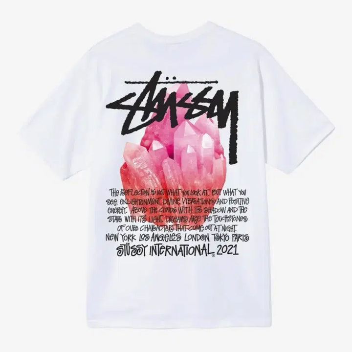 [BUNJANG] Stussy Embroidered Crystal Reflection Short Sleeve T-Shirt White XL / 스투시 자수정 리플렉션 반팔 티셔츠 화이트 XL