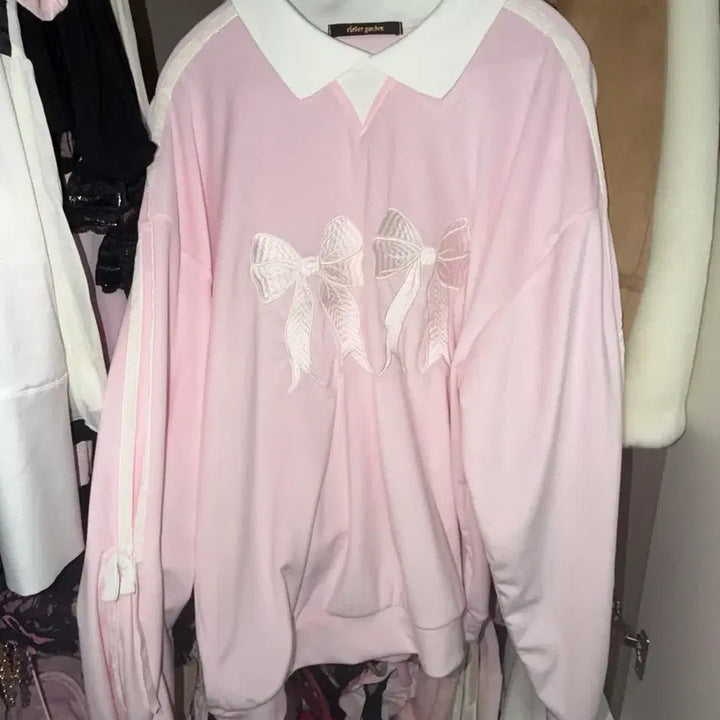 [BUNJANG] Velvet Trim Oversized Sweatshirt / 히메갸루 맨투맨