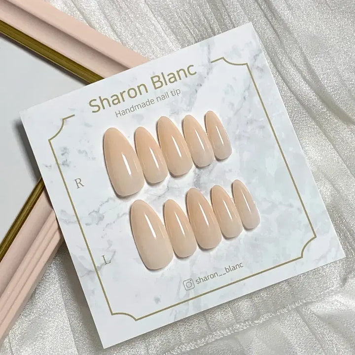 [BUNJANG] Sharon Blanc Semi-Slick Nail Tips (14 Shapes) / 반시럽 피치 네일팁 / 14종 쉐입
