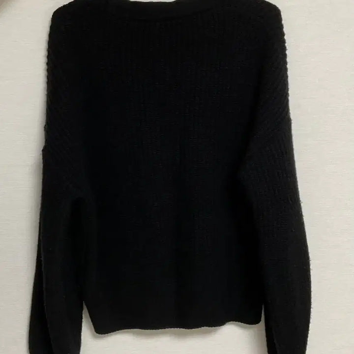 [BUNJANG] Black Cropped V-Neck Knit Cardigan / 블랙 루즈핏 크롭 브이넥 니트 가디건