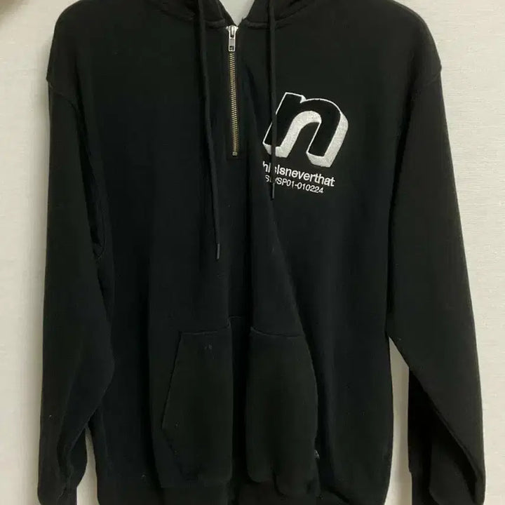 [BUNJANG] thisisneverthat Dinedit Half-Zip Hoodie L / 디스이즈네버댓 블랙 디네딧 하프집업 후드 반집업 후드티 L