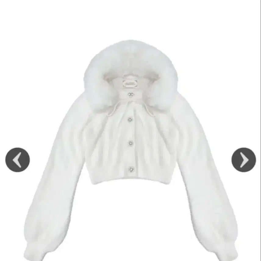 [BUNJANG] Michel Macaron White Fur Collar Knit Cardigan / 미셸마카롱 퍼카라니트 일브 지뢰양산걸리스나계 빈티지 히메갸루 다리치피움