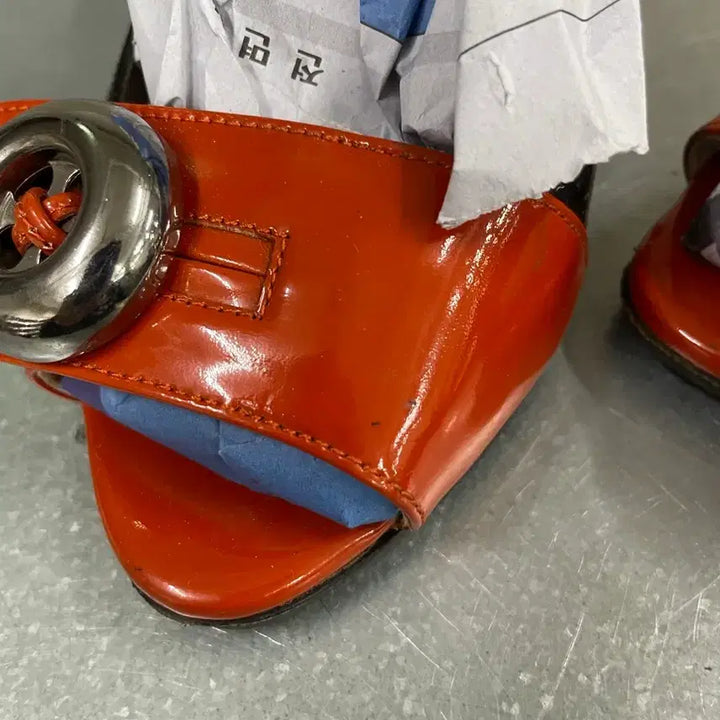 [BUNJANG] Prada Buckle Heel Black Orange 37 / 프라다 버클 힐 블랙 오렌지  37 (gr-3789)