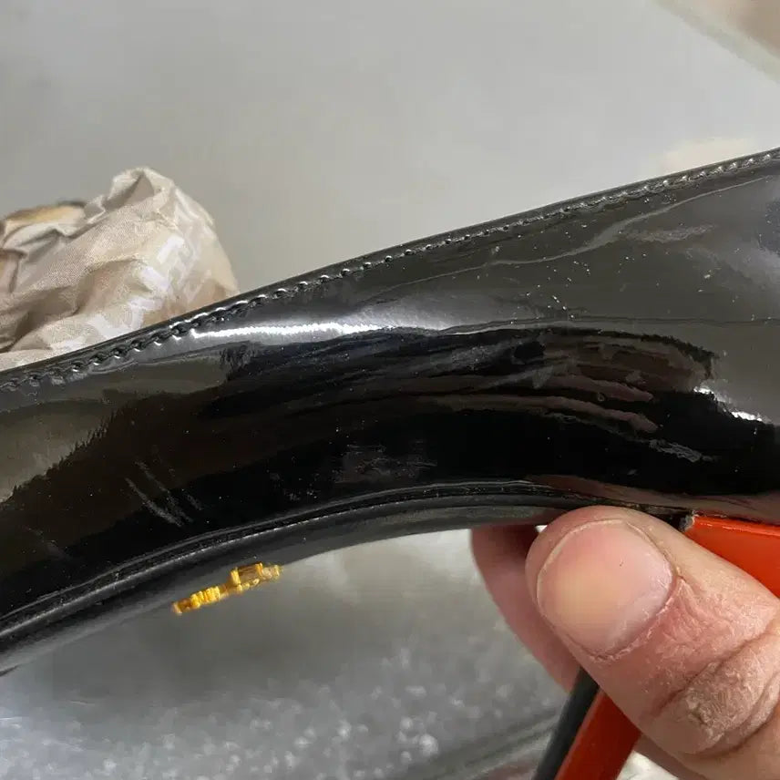 [BUNJANG] Prada Buckle Heel Black Orange 37 / 프라다 버클 힐 블랙 오렌지  37 (gr-3789)