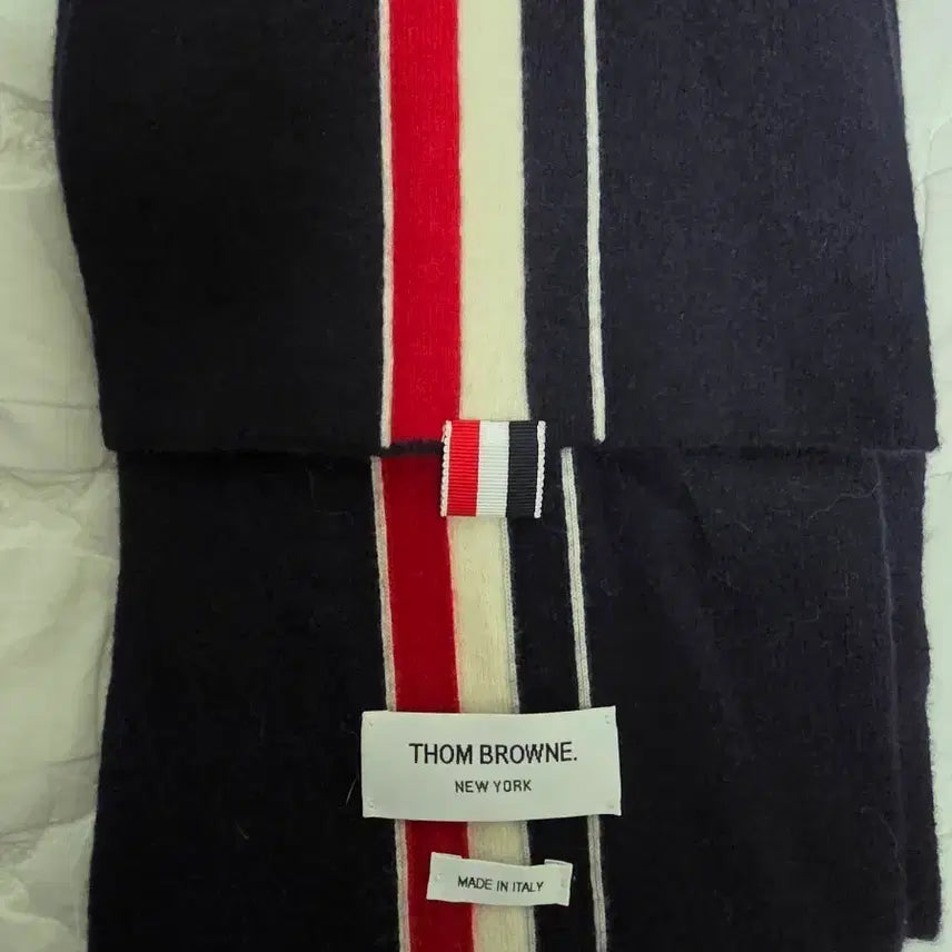 [BUNJANG] Thom Browne Navy Three-Line Wool Muffler / 톰브라운 네이비 삼선 울 머플러