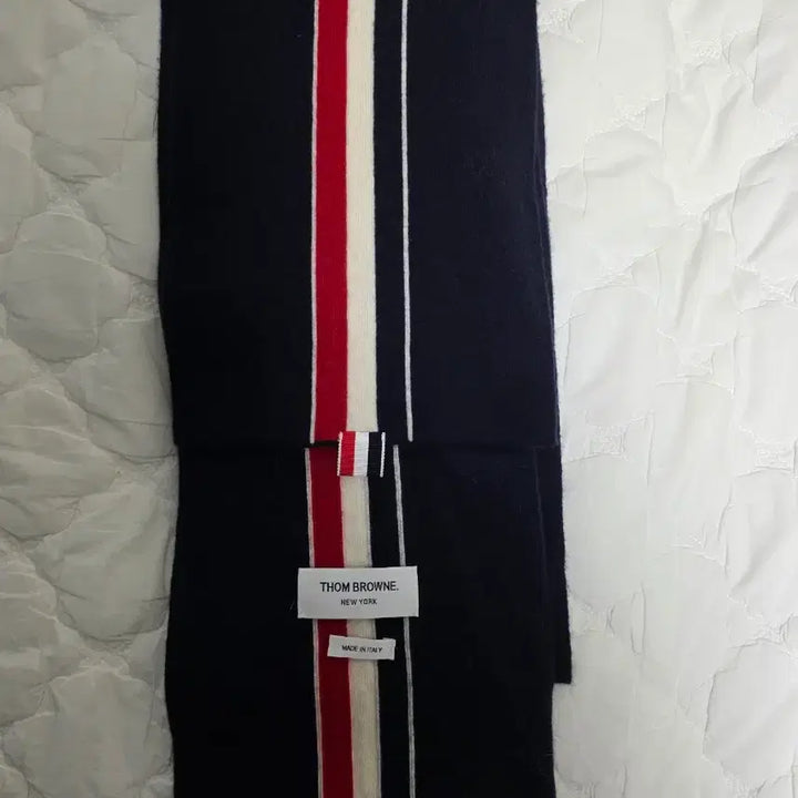 [BUNJANG] Thom Browne Navy Three-Line Wool Muffler / 톰브라운 네이비 삼선 울 머플러