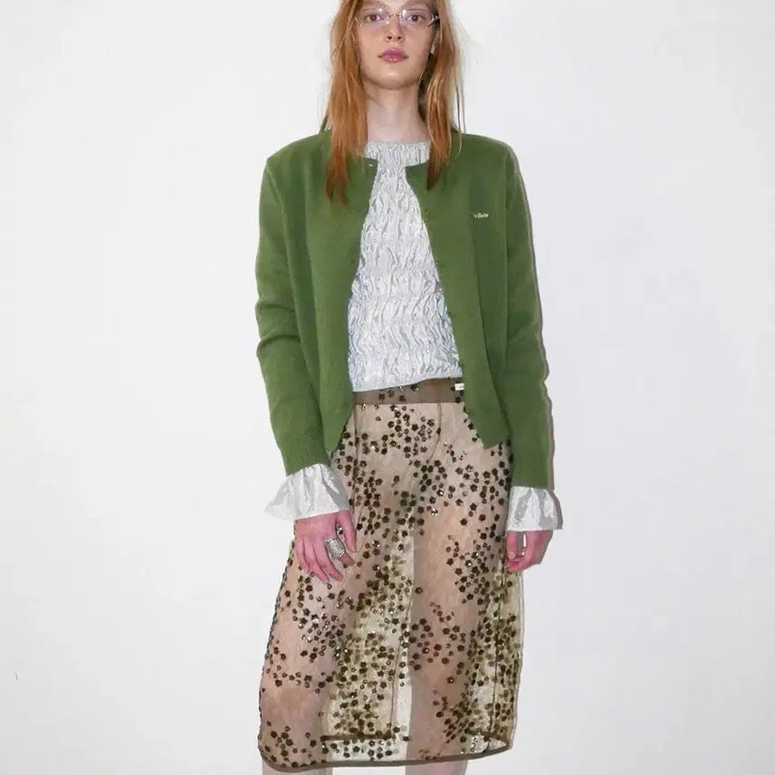 [BUNJANG] Overdue Wool Cardigan - Forest Green / 오버듀플레어 울 가디건 그린