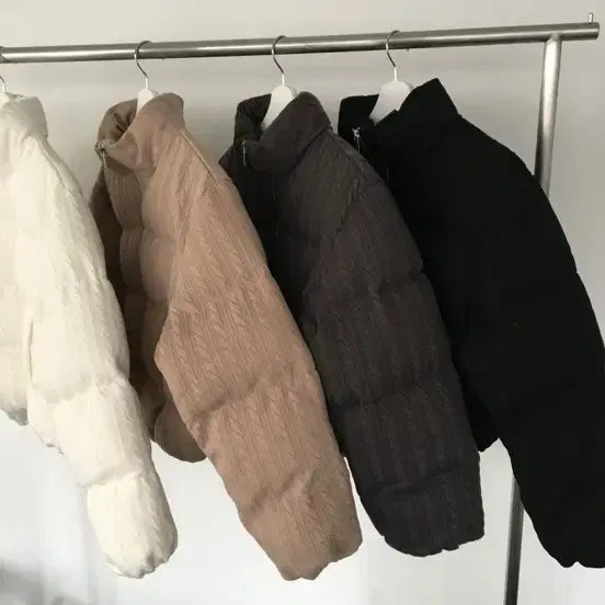 [BUNJANG] Unbranded Padded Jacket - Ivory, Charcoal / 패딩 새상품 -아이보리