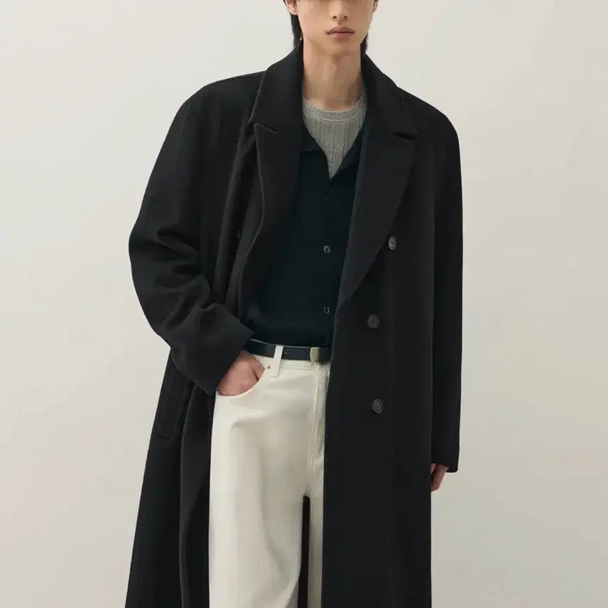 [SOLD OUT] [새상품] 오늘만 15 드로우핏 퓨어 캐시미어 로브 더블 코트 블랙 XL