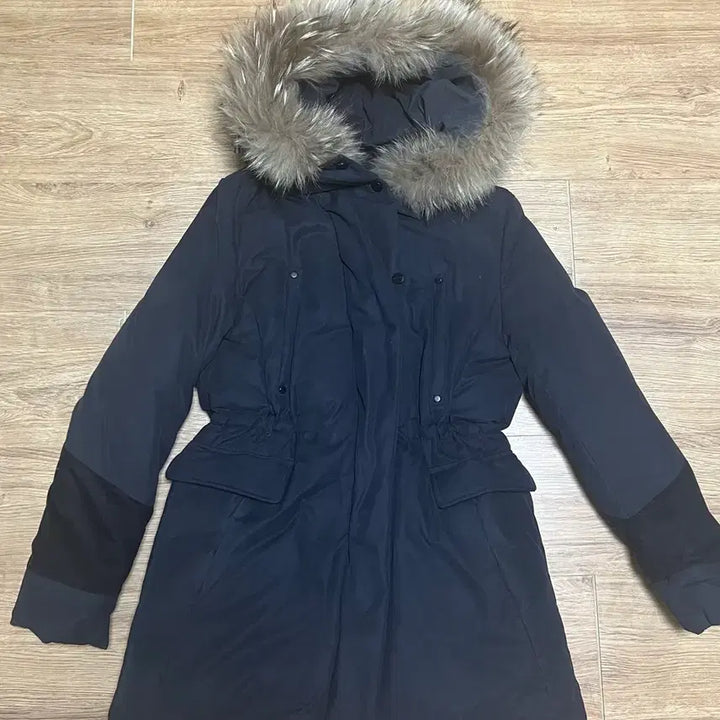 [BUNJANG] Black Women's Long Padded Hooded Parka / 여성 블랙 퍼후드 롱패딩