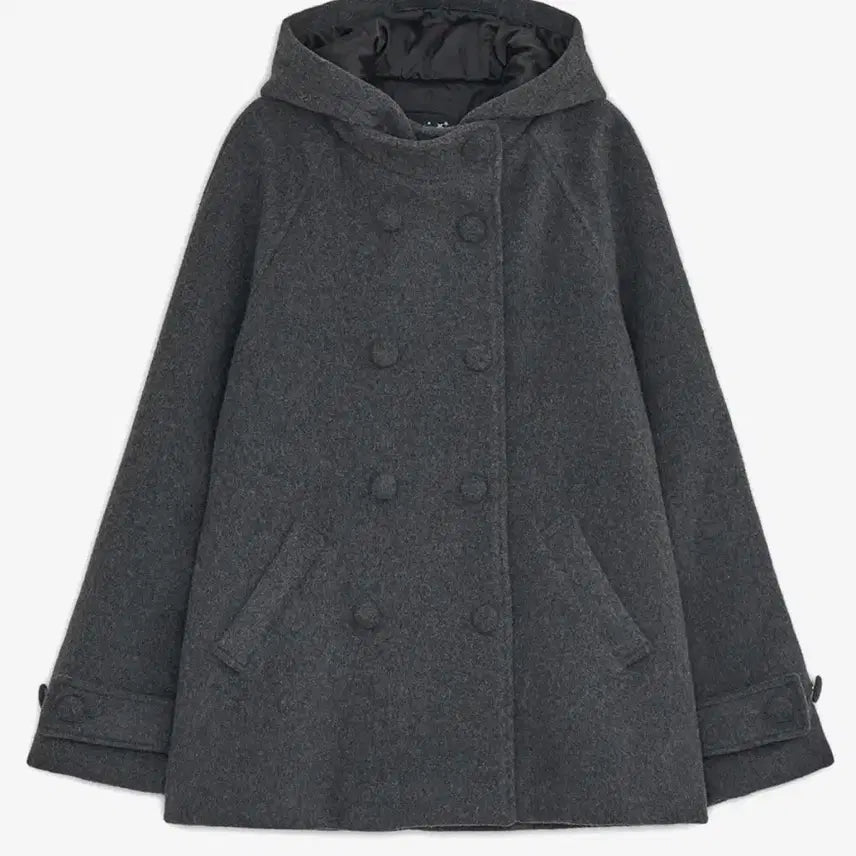 [BUNJANG] Hug Your Skin Hooded Half Coat Charcoal / 허그유어스킨 후드 하프 코트 차콜