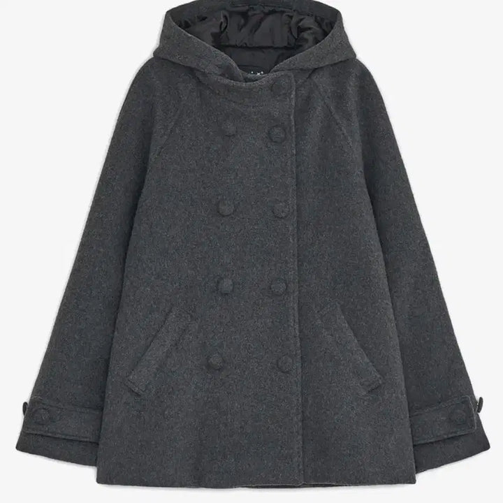 [BUNJANG] Hug Your Skin Hooded Half Coat Charcoal / 허그유어스킨 후드 하프 코트 차콜