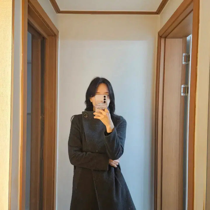 [BUNJANG] Gray Wool Half Coat (Size 55-66) / (착샷)그레이모직 반코트(55-66)