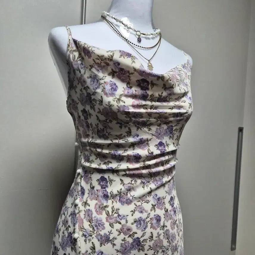 [BUNJANG] Flower Long Slip Dress / 플라워 롱 슬립 원피스