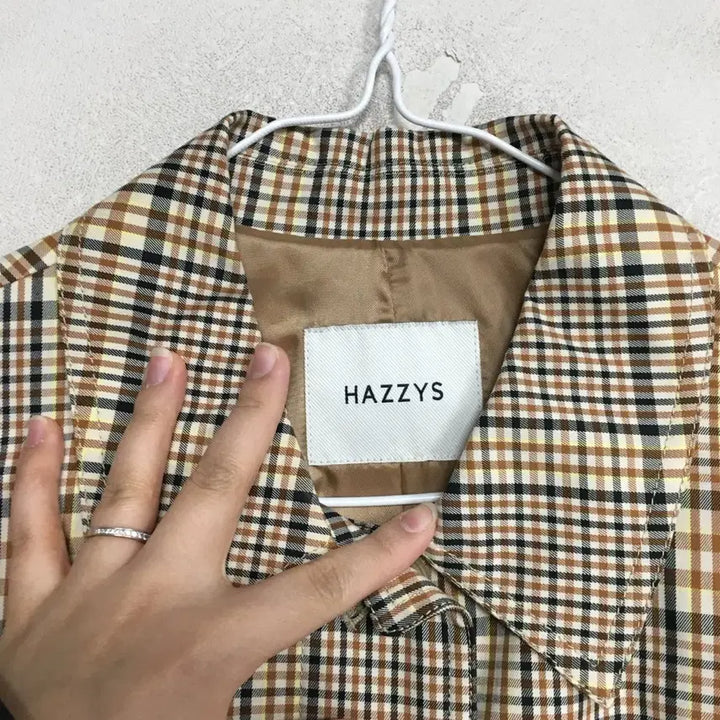 [BUNJANG] Hazzys Ladies Check Trench Coat 90 / 헤지스 레이디스 체크 트렌치코트 90
