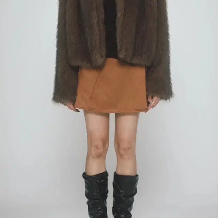 [BUNJANG] Cutout Fox Fur Jacket Brown / 컷아웃 퍼 자켓 브라운 새상품 (159000원)