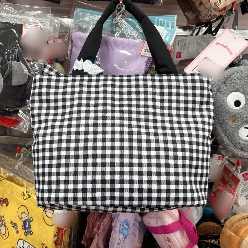 [BUNJANG] Sanrio Hello Kitty Gingham Check Tote Bag / 일본수입 산리오헬로키티 체크리본토트백 헬로키티깅엄체크 통통리본가방