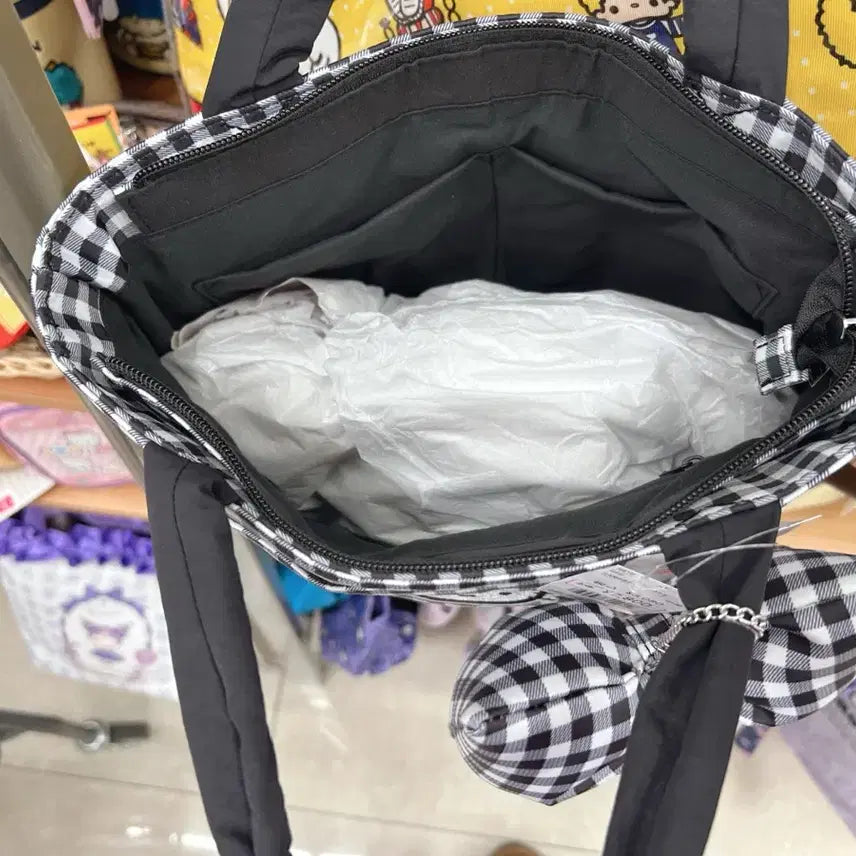 [BUNJANG] Sanrio Hello Kitty Gingham Check Tote Bag / 일본수입 산리오헬로키티 체크리본토트백 헬로키티깅엄체크 통통리본가방
