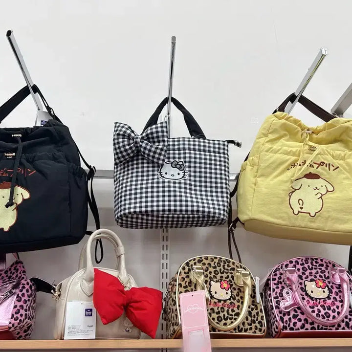 [BUNJANG] Sanrio Hello Kitty Gingham Check Tote Bag / 일본수입 산리오헬로키티 체크리본토트백 헬로키티깅엄체크 통통리본가방
