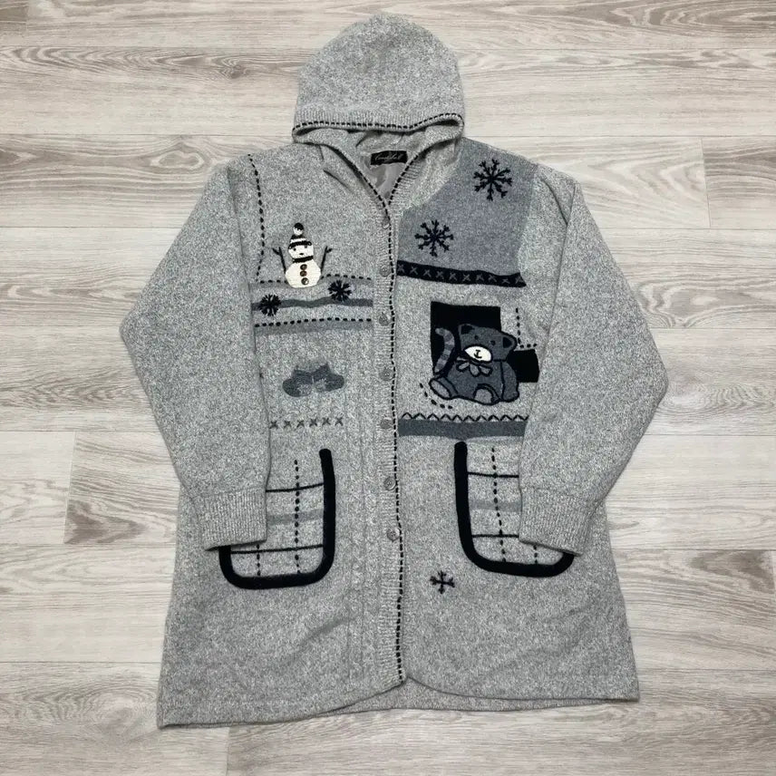 [BUNJANG] Long Knit Cardigan / 자수 롱 니트 가디건