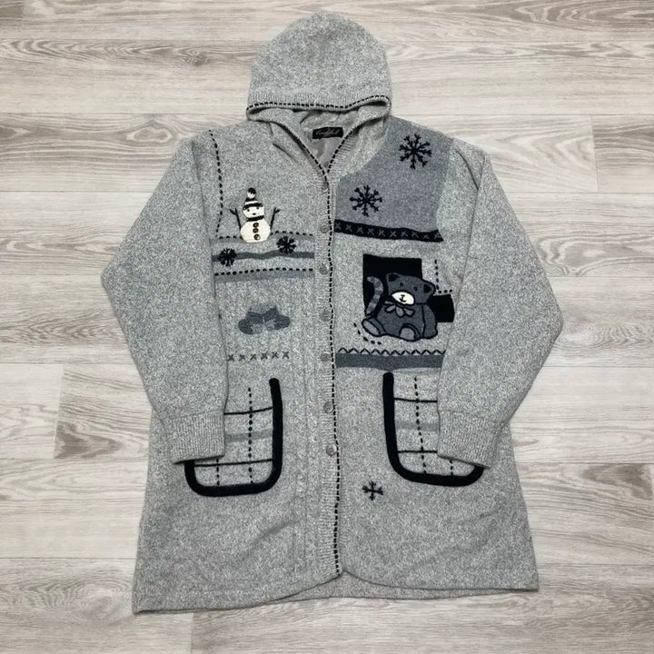 [BUNJANG] Long Knit Cardigan / 자수 롱 니트 가디건