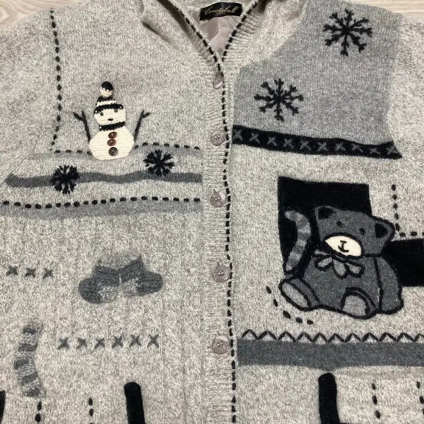 [BUNJANG] Long Knit Cardigan / 자수 롱 니트 가디건