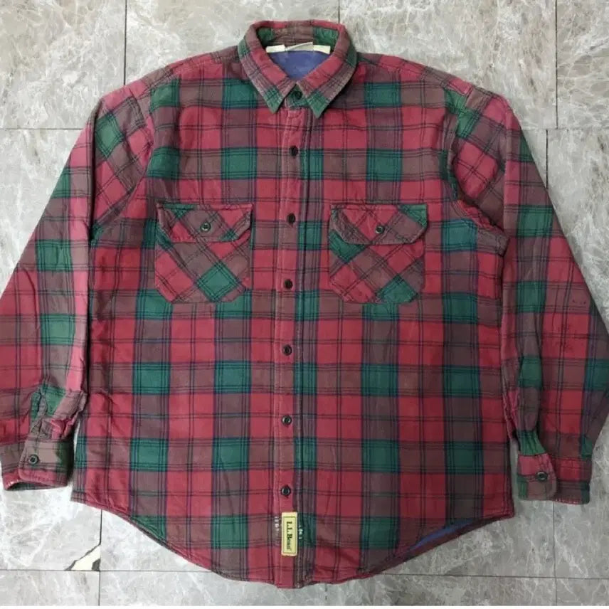[BUNJANG] L.L.Bean Red Green Check Shirt / L.L.Bean 레드 그린 체크 셔츠