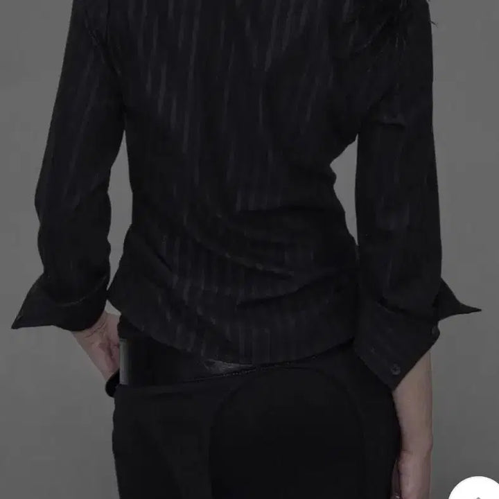 [BUNJANG] Suede Pale Stripe Shirt (Charcoal, Ivory) / 스웨이드 페일 스트라이프 셔츠 (차콜, 아이보리)