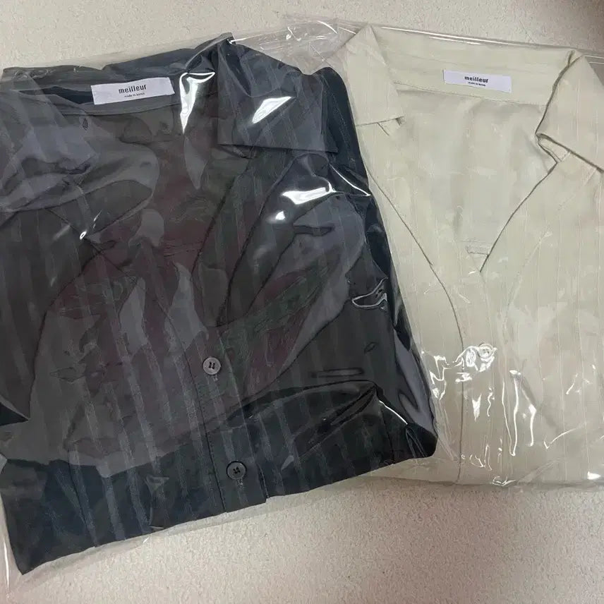 [BUNJANG] Suede Pale Stripe Shirt (Charcoal, Ivory) / 스웨이드 페일 스트라이프 셔츠 (차콜, 아이보리)