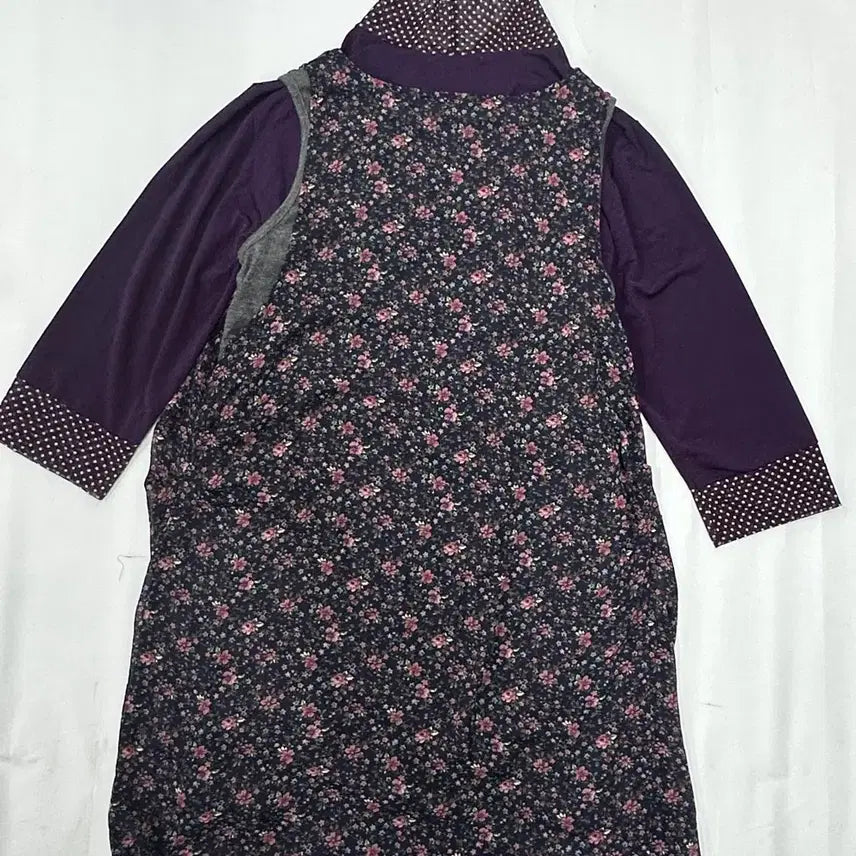 [BUNJANG] Vintage Ethnic Dot Pattern Blouse Set / 빈티지 도트패턴 에스닉 하구미 퍼플 모리걸 블라우스 상의 코디세트