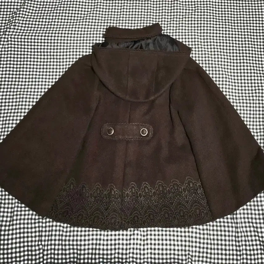 [BUNJANG] Axes Femme Cape Coat Brown Embroidered Vintage / 고전 엑시즈팜 케이프 코트 라떼갸루 리즈리사 모리걸 stc 코트 핀터깔