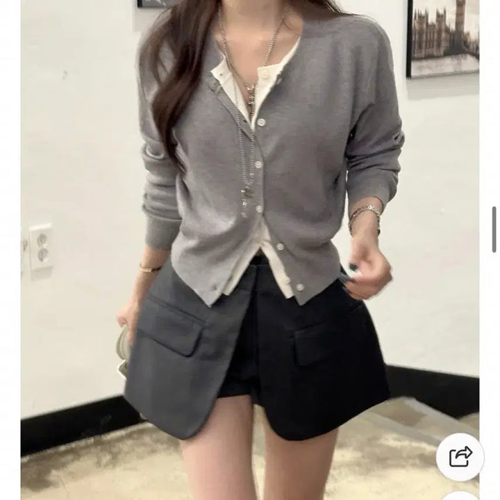 [BUNJANG] Post Motion Layered Knit Cardigan / 새상품 포스트모니션 포타 레이어드 배색 가디건