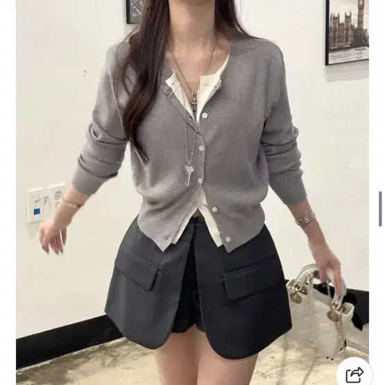 [BUNJANG] Post Motion Layered Knit Cardigan / 새상품 포스트모니션 포타 레이어드 배색 가디건