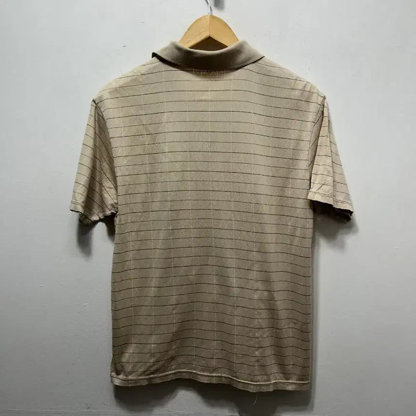 [BUNJANG] MCM Beige Stripe Short Sleeve Polo Shirt M / MCM 베이지 스트라이프 반팔 폴로티 M