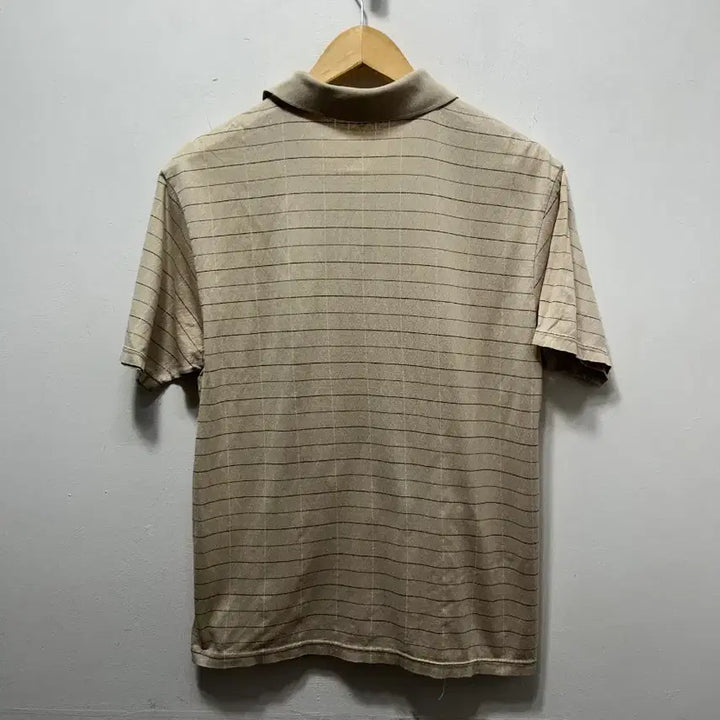 [BUNJANG] MCM Beige Stripe Short Sleeve Polo Shirt M / MCM 베이지 스트라이프 반팔 폴로티 M