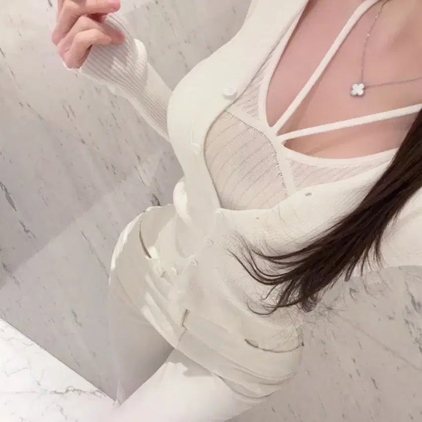 [BUNJANG] Miel Knit Set (White) / 수입의류 미엘 니트 세트(화이트1장)