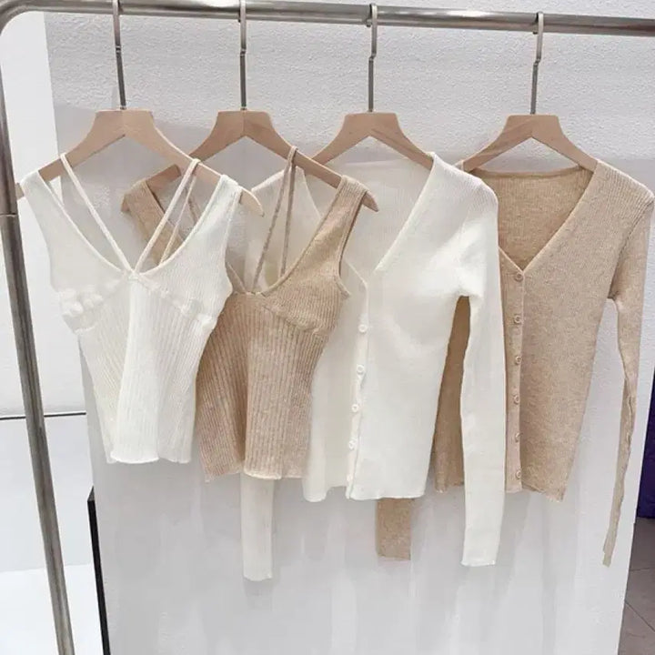 [BUNJANG] Miel Knit Set (White) / 수입의류 미엘 니트 세트(화이트1장)