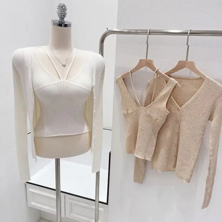 [BUNJANG] Miel Knit Set (White) / 수입의류 미엘 니트 세트(화이트1장)