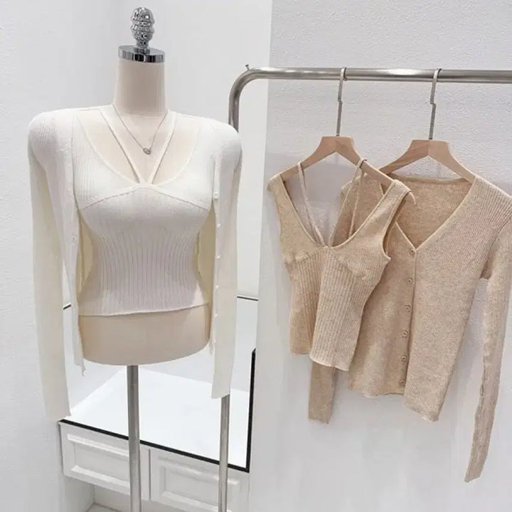 [BUNJANG] Miel Knit Set (White) / 수입의류 미엘 니트 세트(화이트1장)