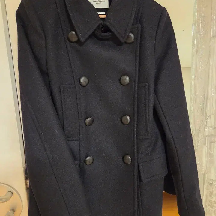 [BUNJANG] Isabelle ettoile Black Double Button Coat / 이자벨에뚜왈 블랙 피코트 더블 버튼 코트