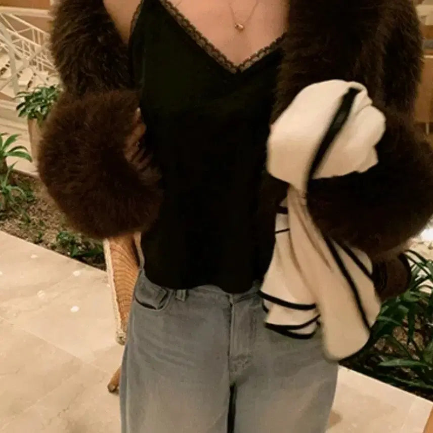 [BUNJANG] Brown Faux Fur Short Jacket / 브라운 퍼 숏 자켓(프리사이즈)