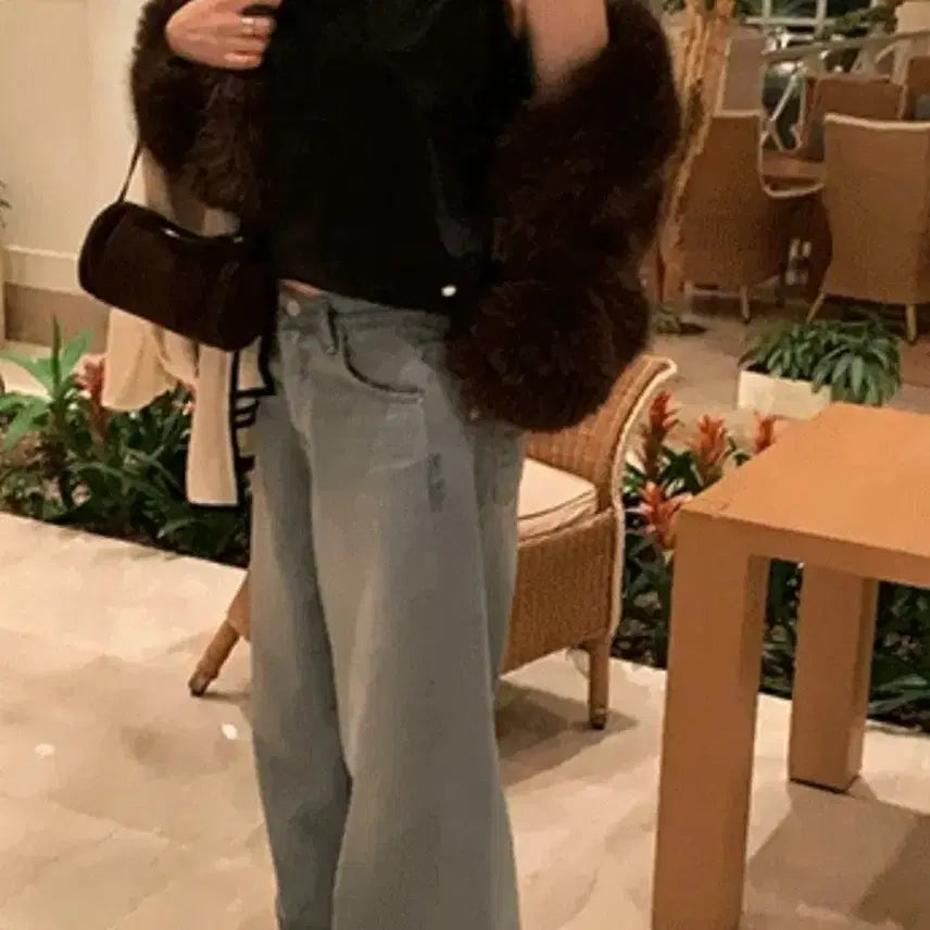 [BUNJANG] Brown Faux Fur Short Jacket / 브라운 퍼 숏 자켓(프리사이즈)