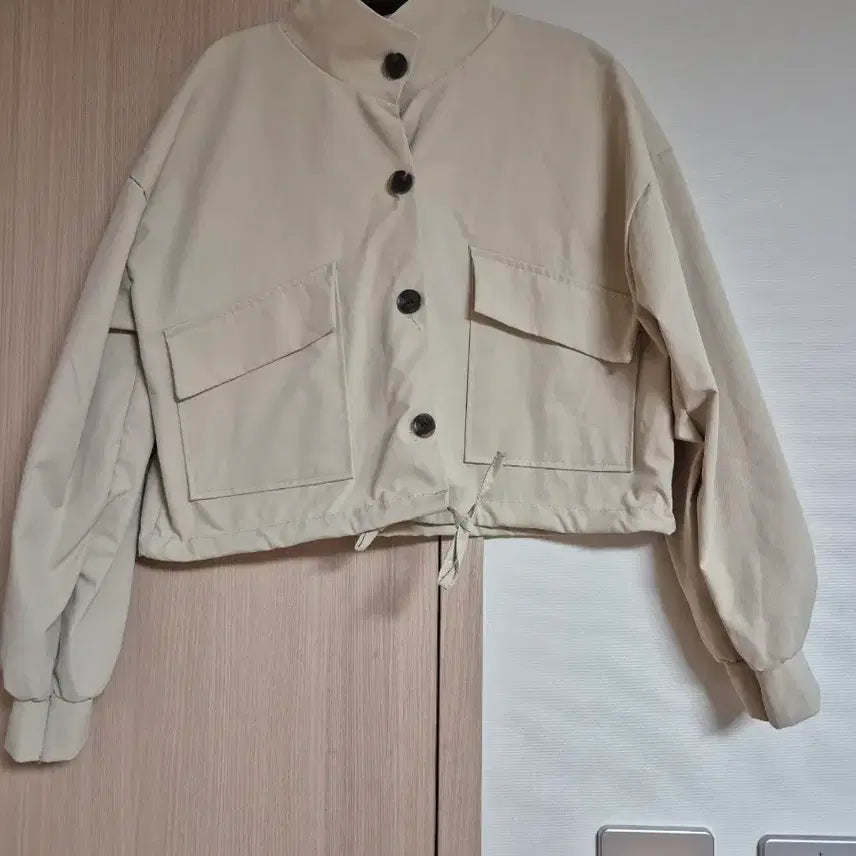 [BUNJANG] Ivory Crop Field Jacket / 빅사이즈 아이보리색 크롭 야상 점퍼 55 66 77 88