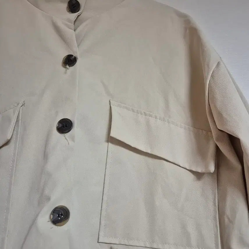 [BUNJANG] Ivory Crop Field Jacket / 빅사이즈 아이보리색 크롭 야상 점퍼 55 66 77 88