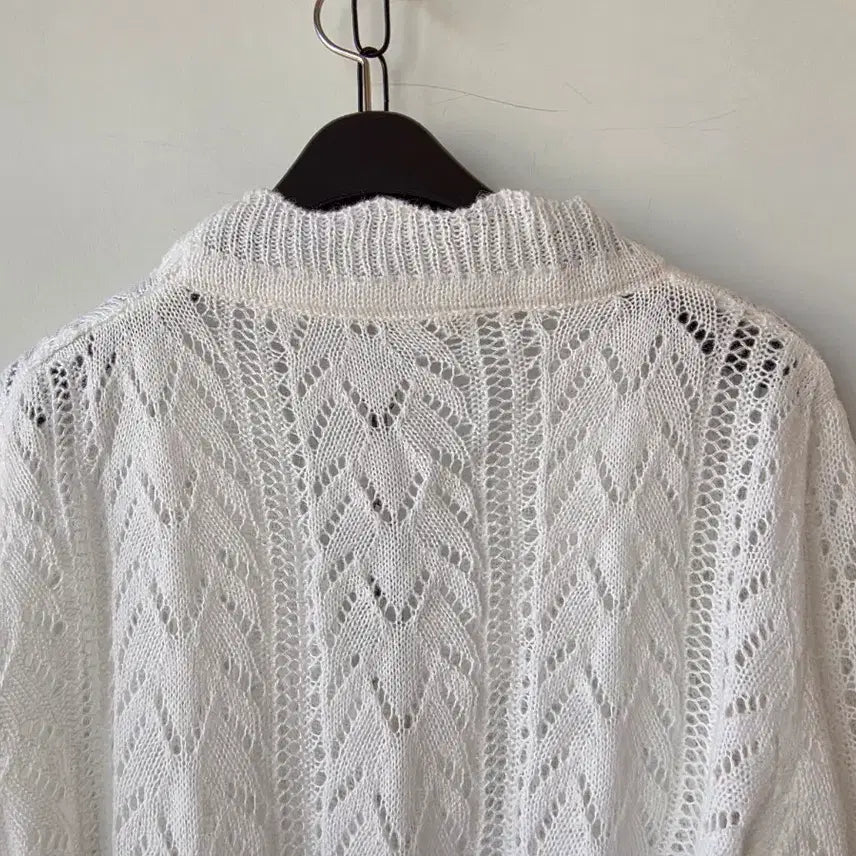 [BUNJANG] White Knit Cardigan / 55-66)화이트 뜨개니트 가디건/새제품